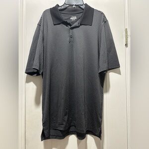 BCG Black and Gray Striped Polo Shirt